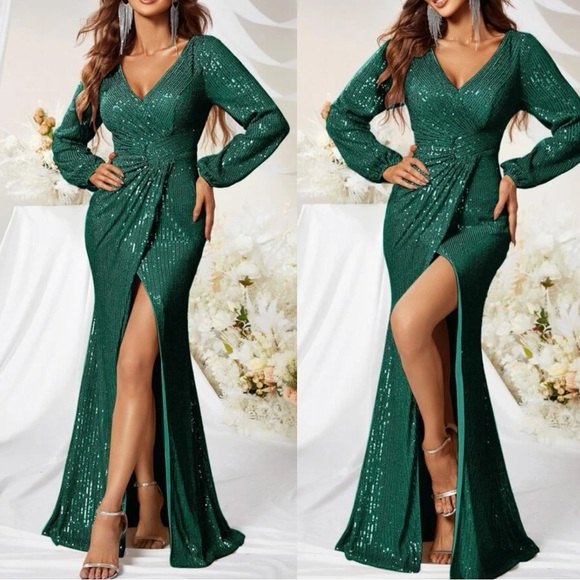 Luxe party wrap sequins dress - Picture 1 of 7